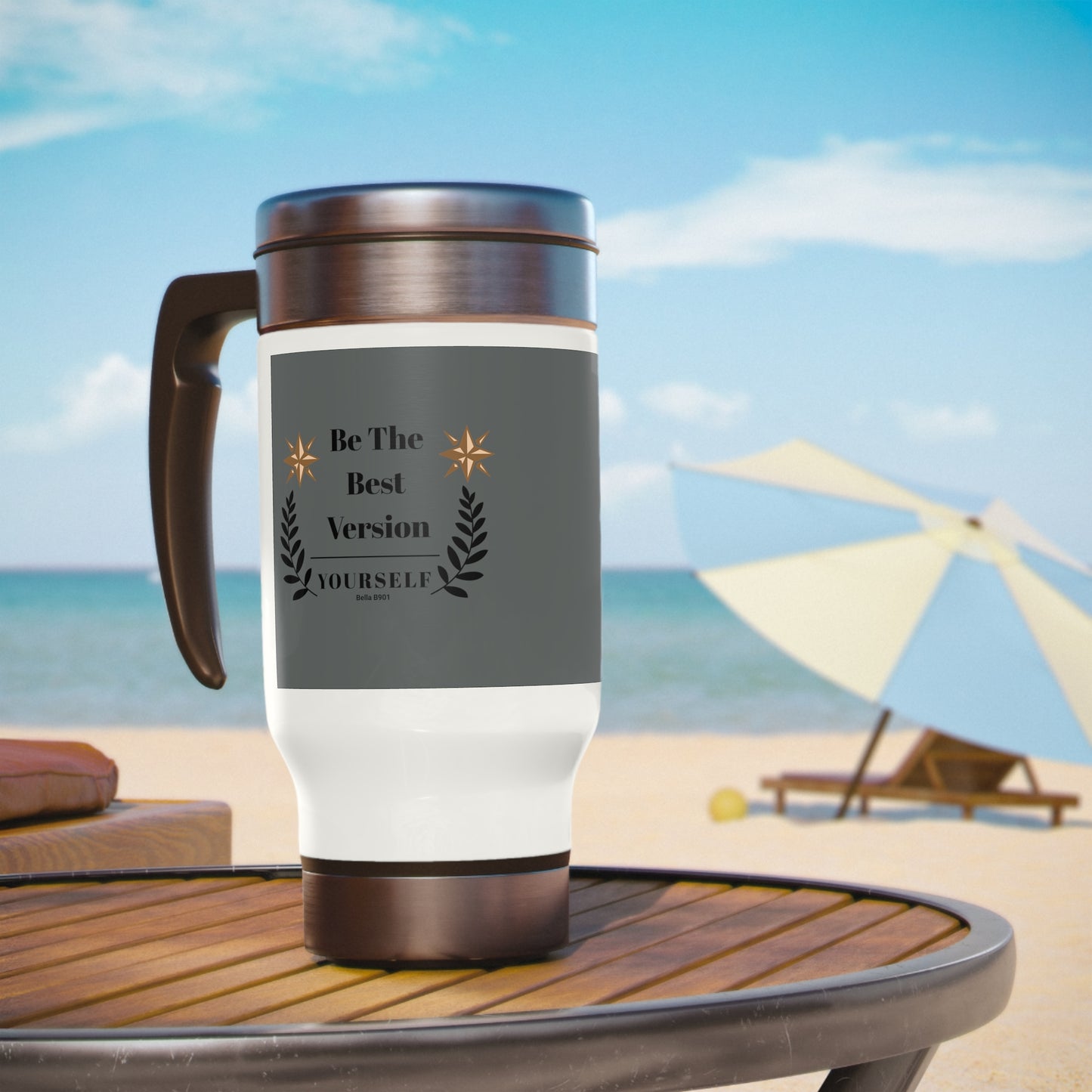 The Best Version Yourself Stainless Steel Travel Mug with Handle, 14oz