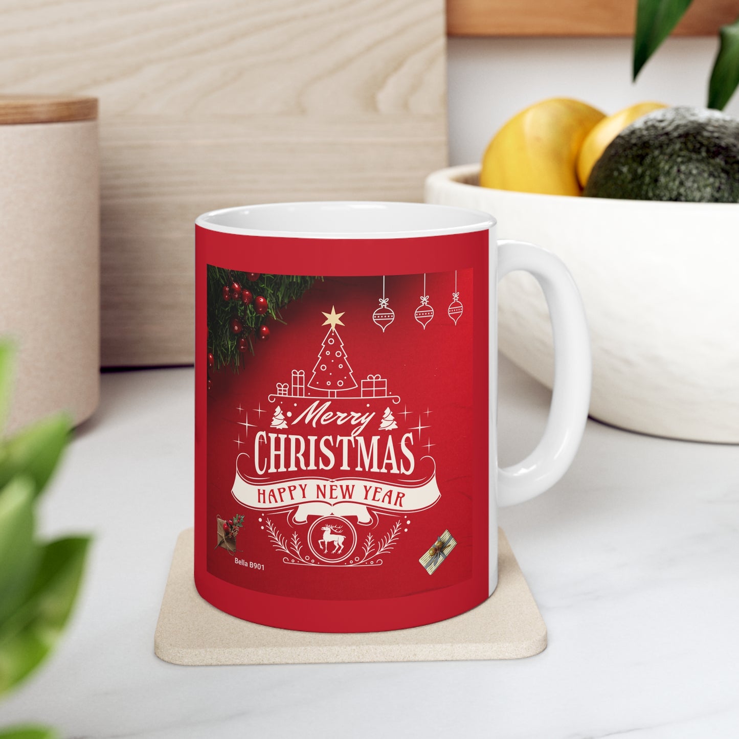 Merry Christmas Ceramic Unique Coffee Mug 11oz