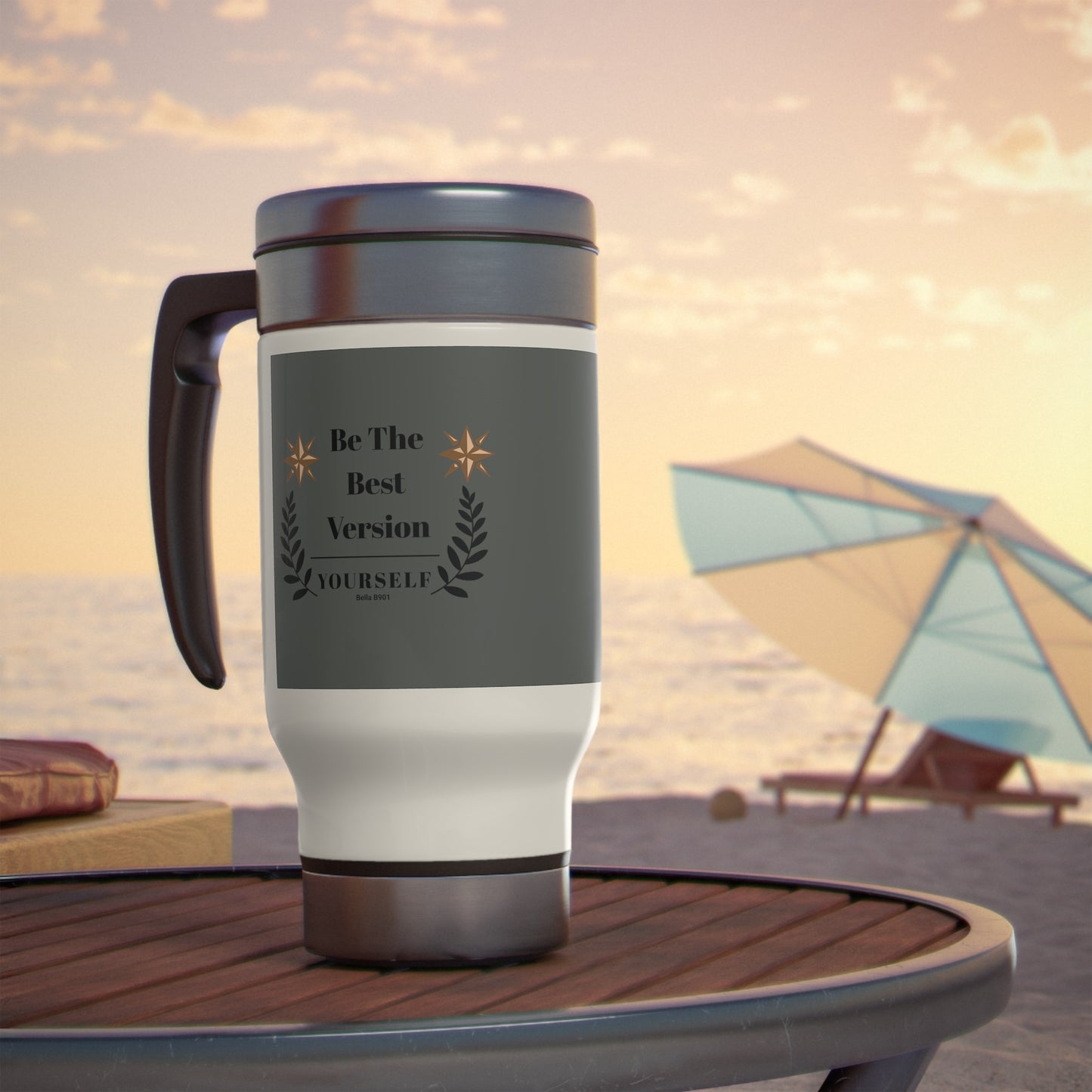 The Best Version Yourself Stainless Steel Travel Mug with Handle, 14oz