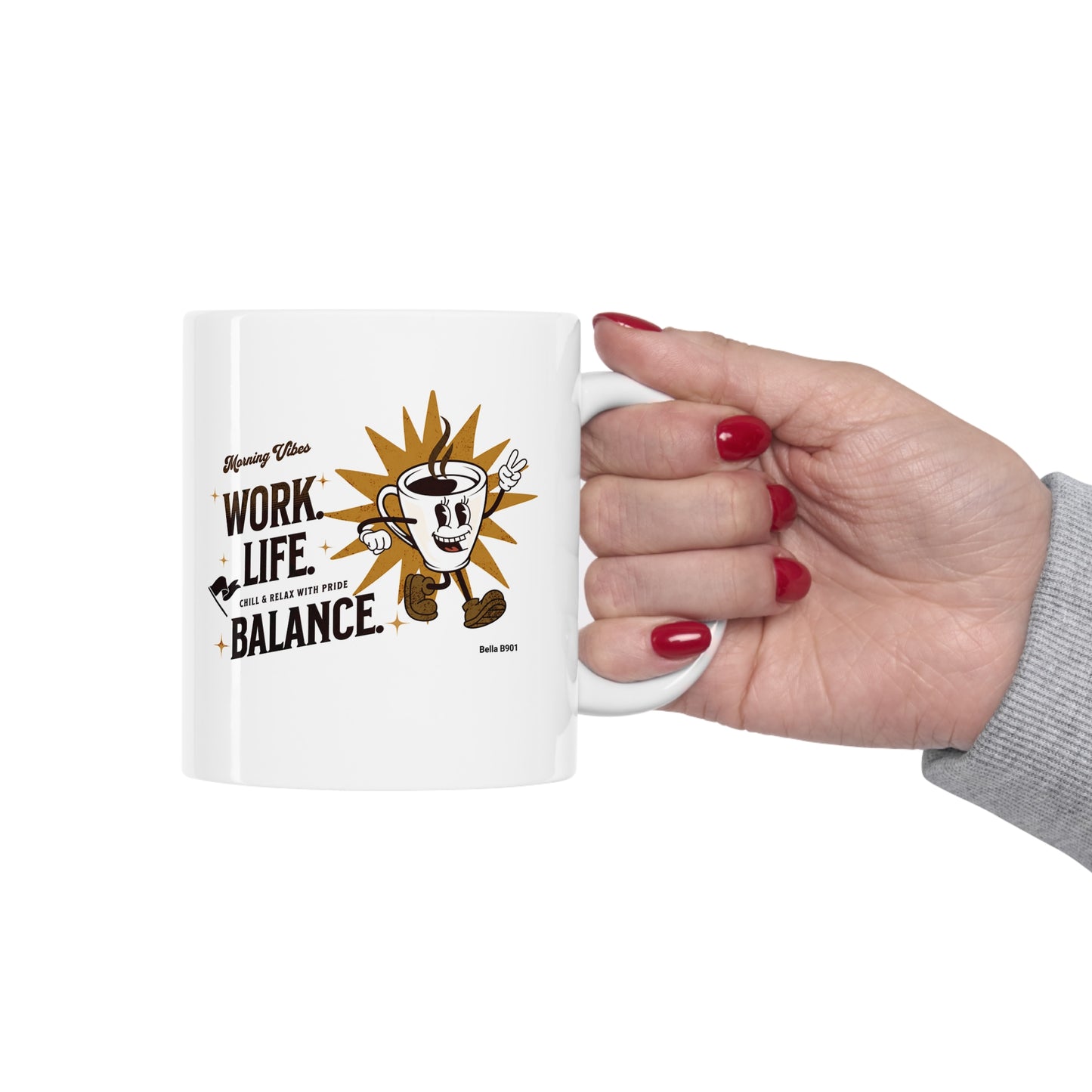 Work. Life. Balance. Ceramic Unique Coffee Mug 11oz