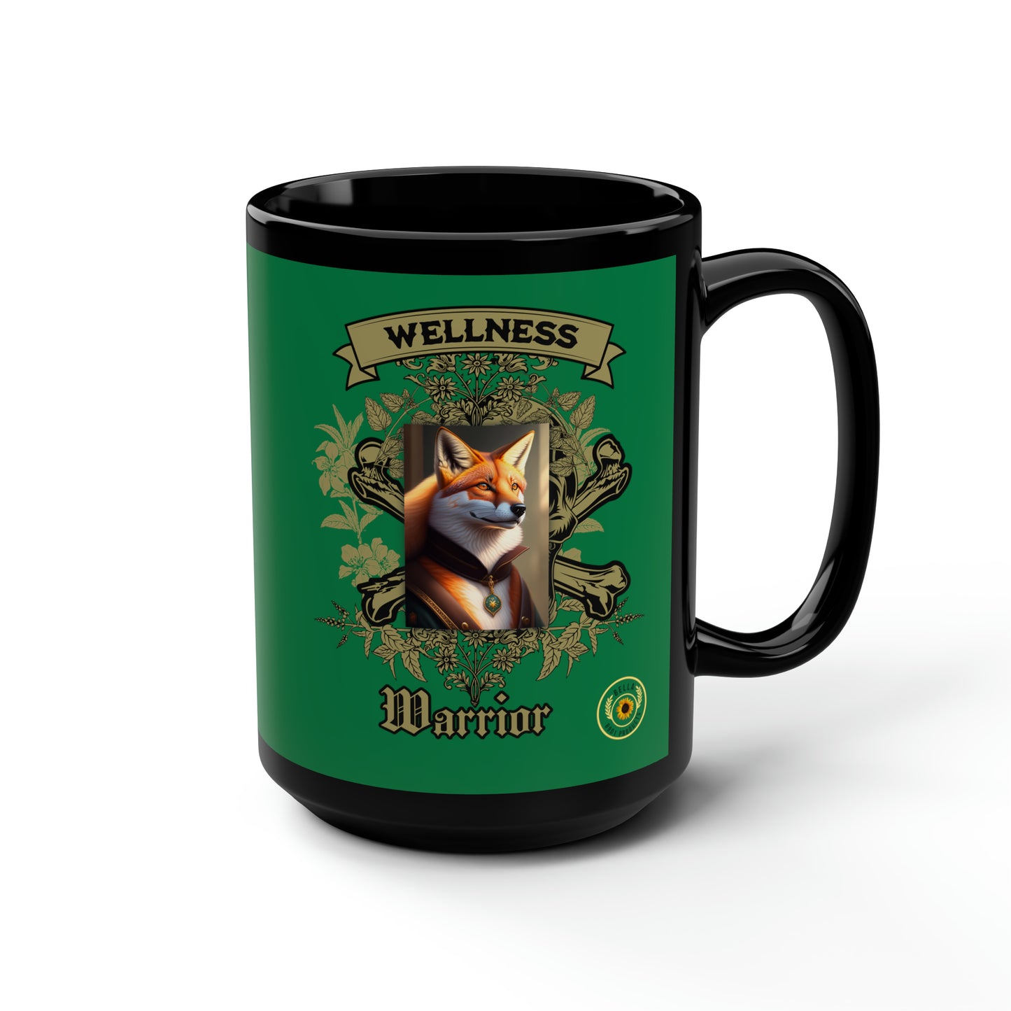 Wellness Warrior Black Mug, 15oz