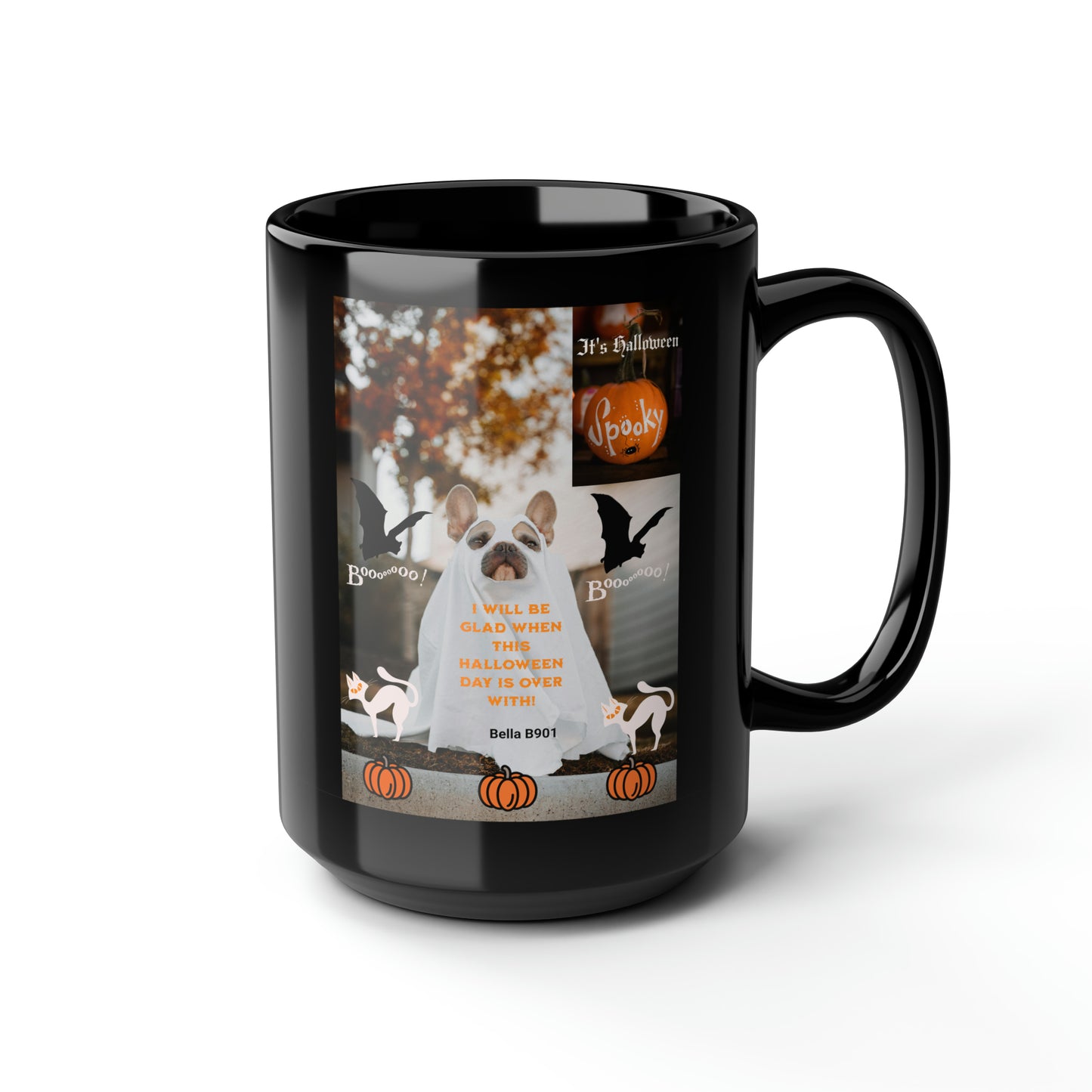 Halloween Black Unique Coffee Mug, 15oz