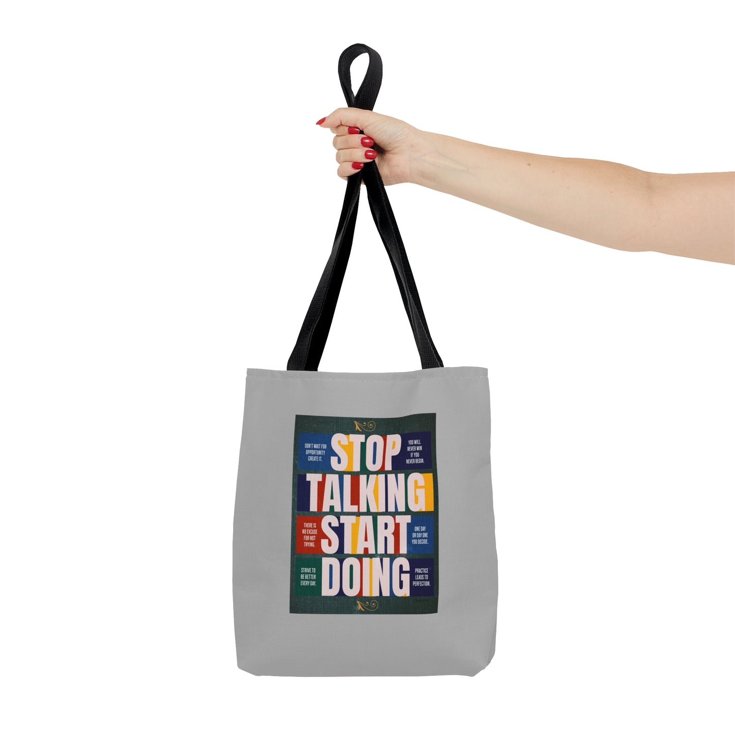 Stop Talking Start Doing Tote Bag (AOP)