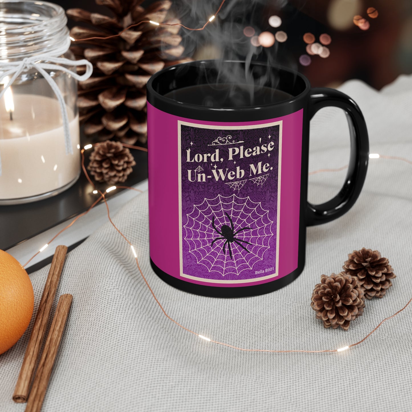 Lord_Please Un-Web Me Unique Ceramic Black/Magenta Coffee Mug