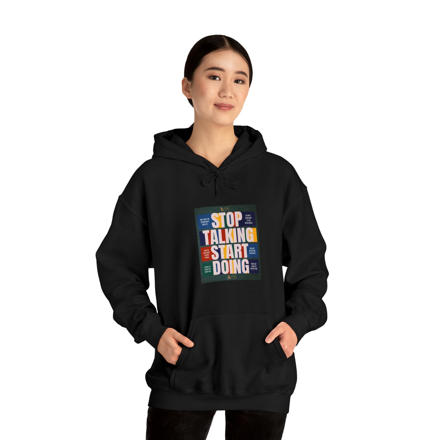 The Stop Talking Start Doing Unisex Heavy Blend™ Hooded Sweatshirt