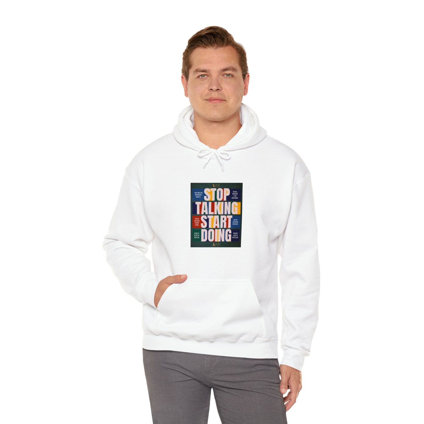 The Stop Talking Start Doing Unisex Heavy Blend™ Hooded Sweatshirt