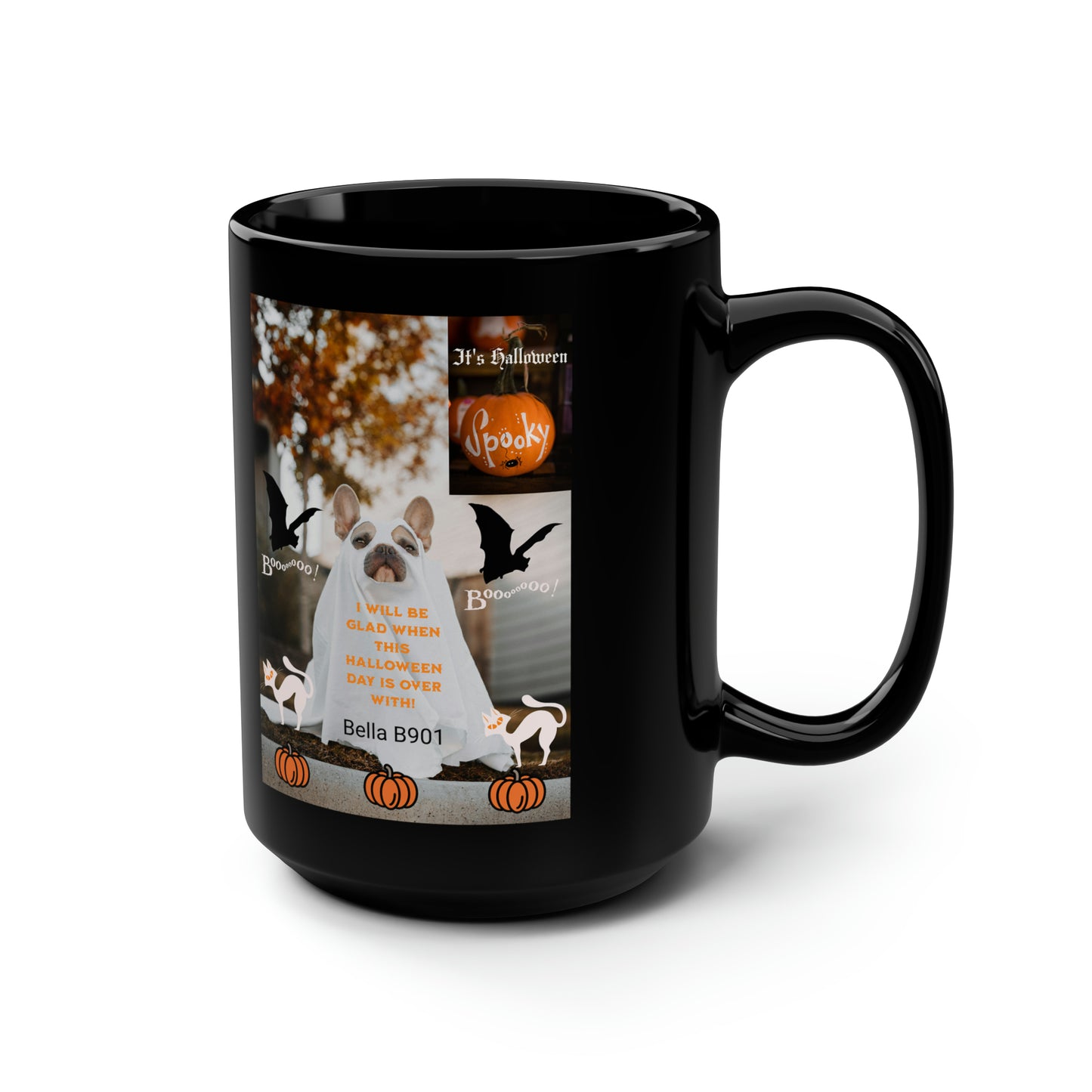 Halloween Black Unique Coffee Mug, 15oz