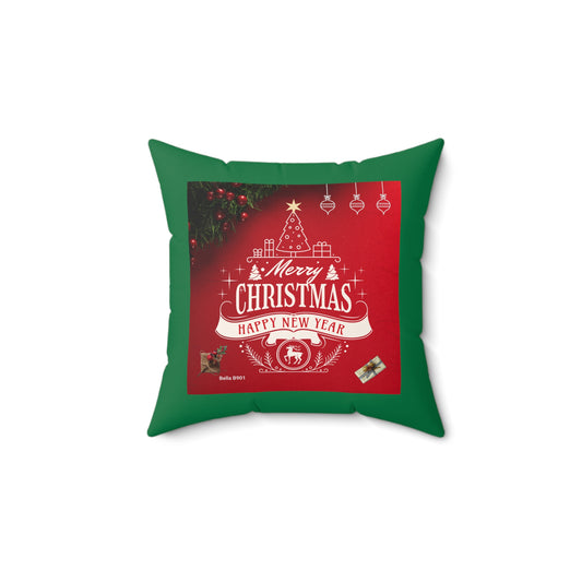 Merry Christmas Spun Polyester Square Pillow