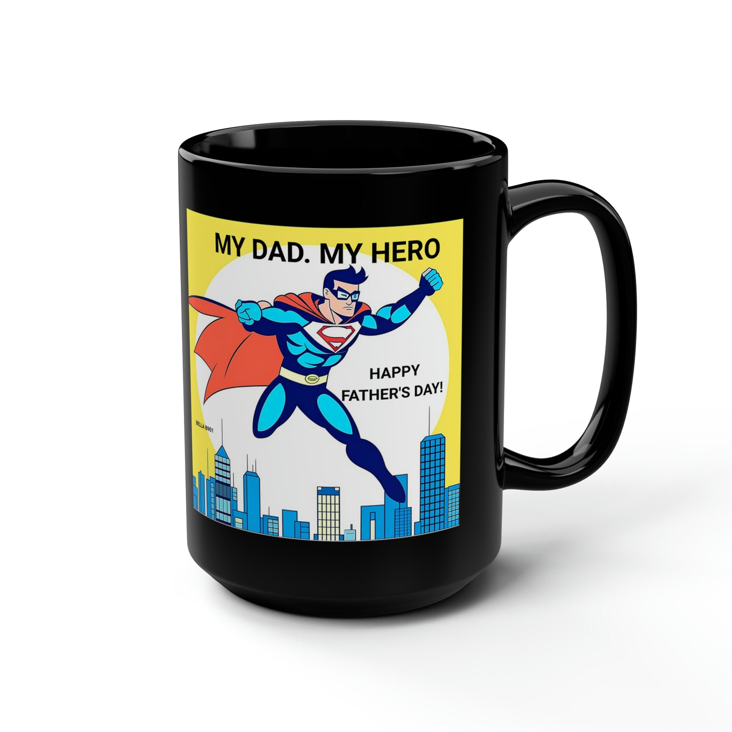 Father's Day Black Mug, 15oz