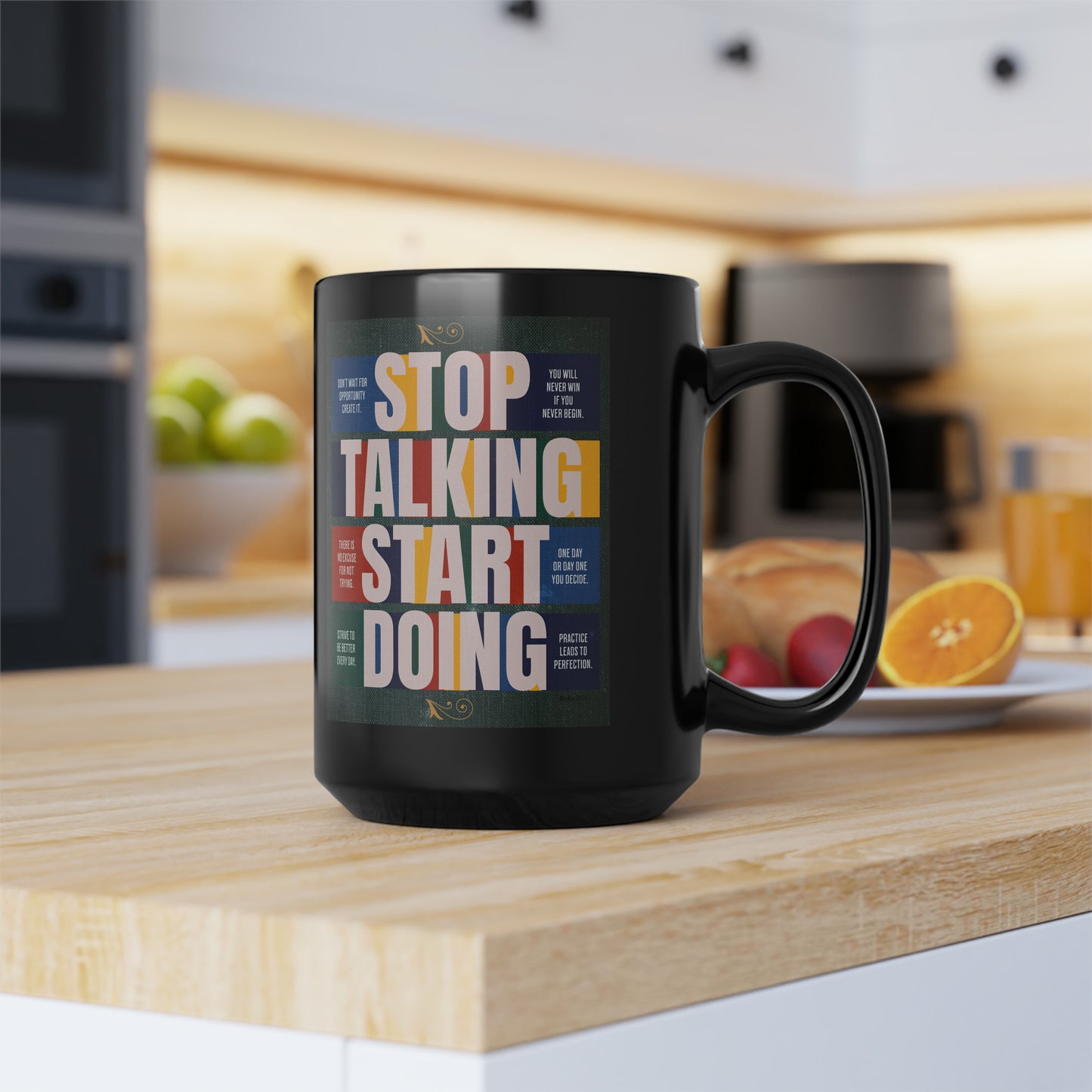 Stop Talking Start Doing Unique Ceramic Black Coffee Mug