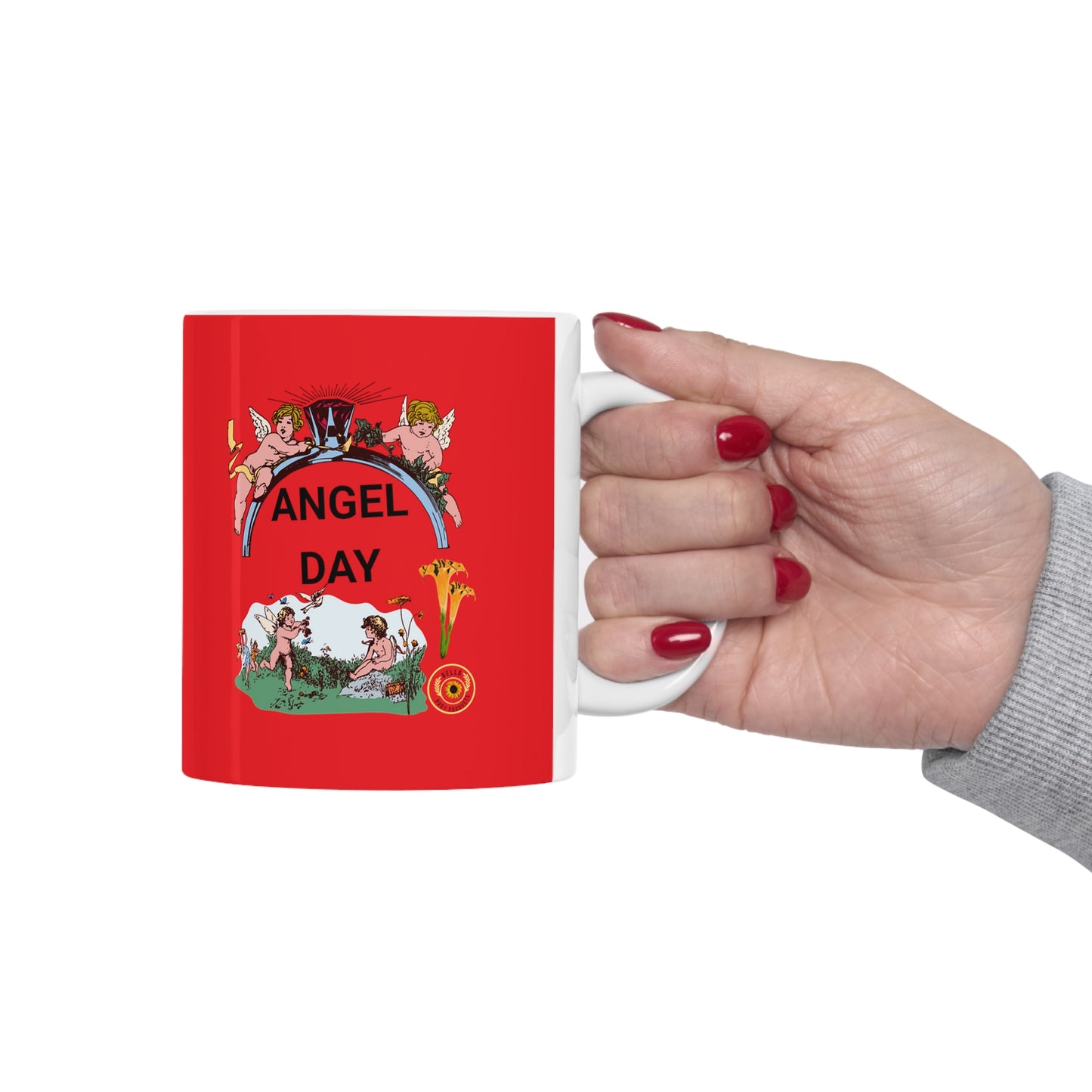 ANGEL Ceramic Unique Red Coffee Mug