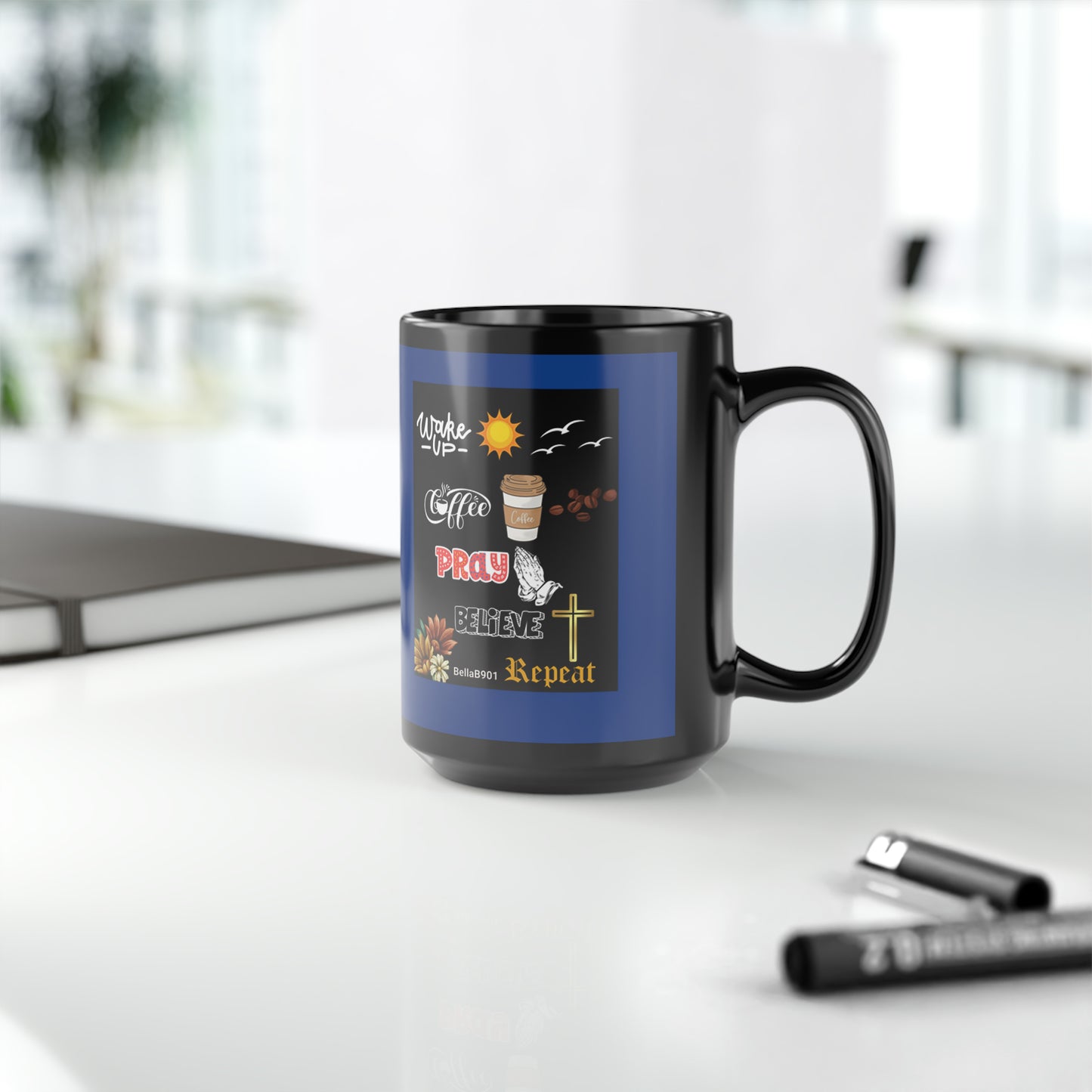 The Wake Up Black Mug, 15oz