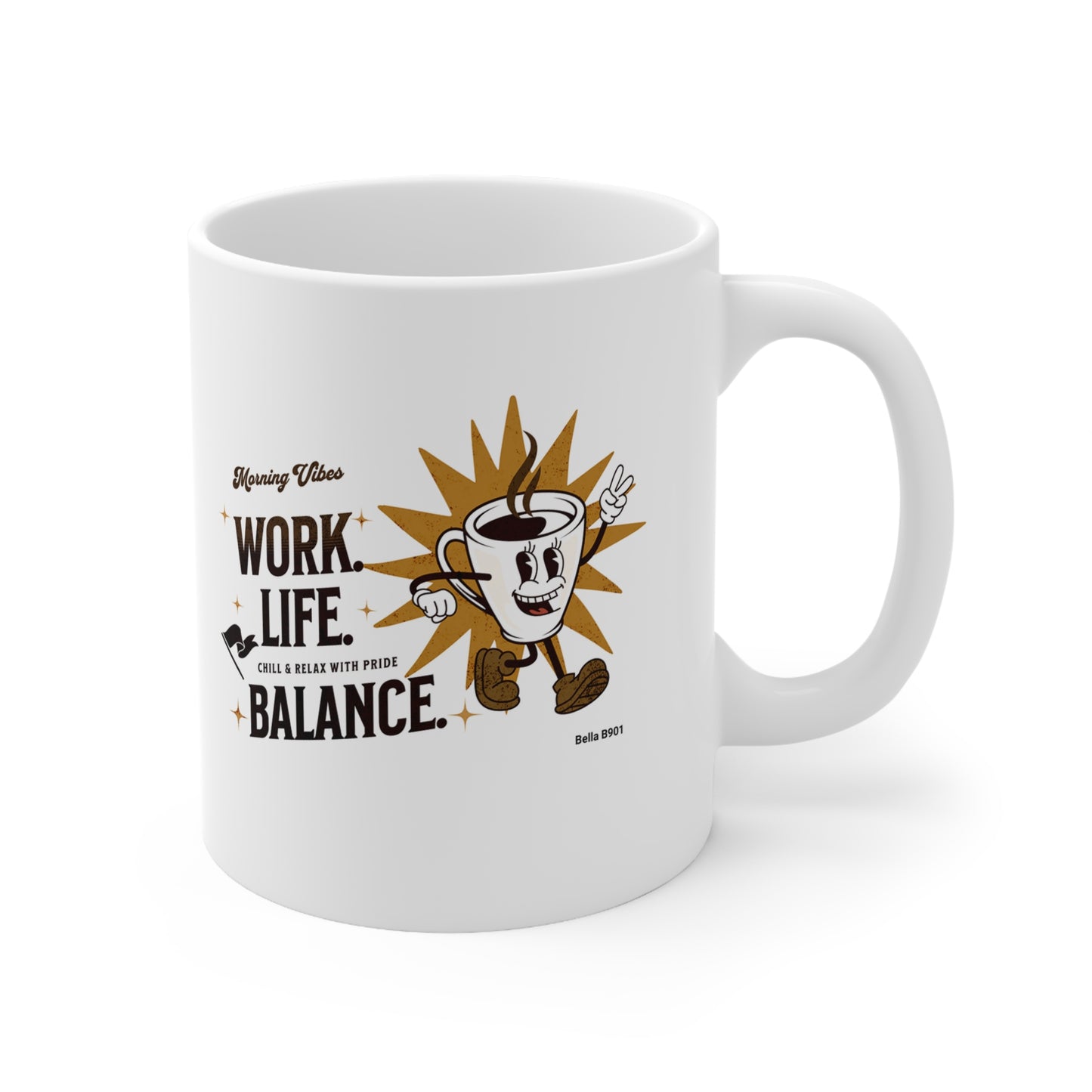 Work. Life. Balance. Ceramic Unique Coffee Mug 11oz