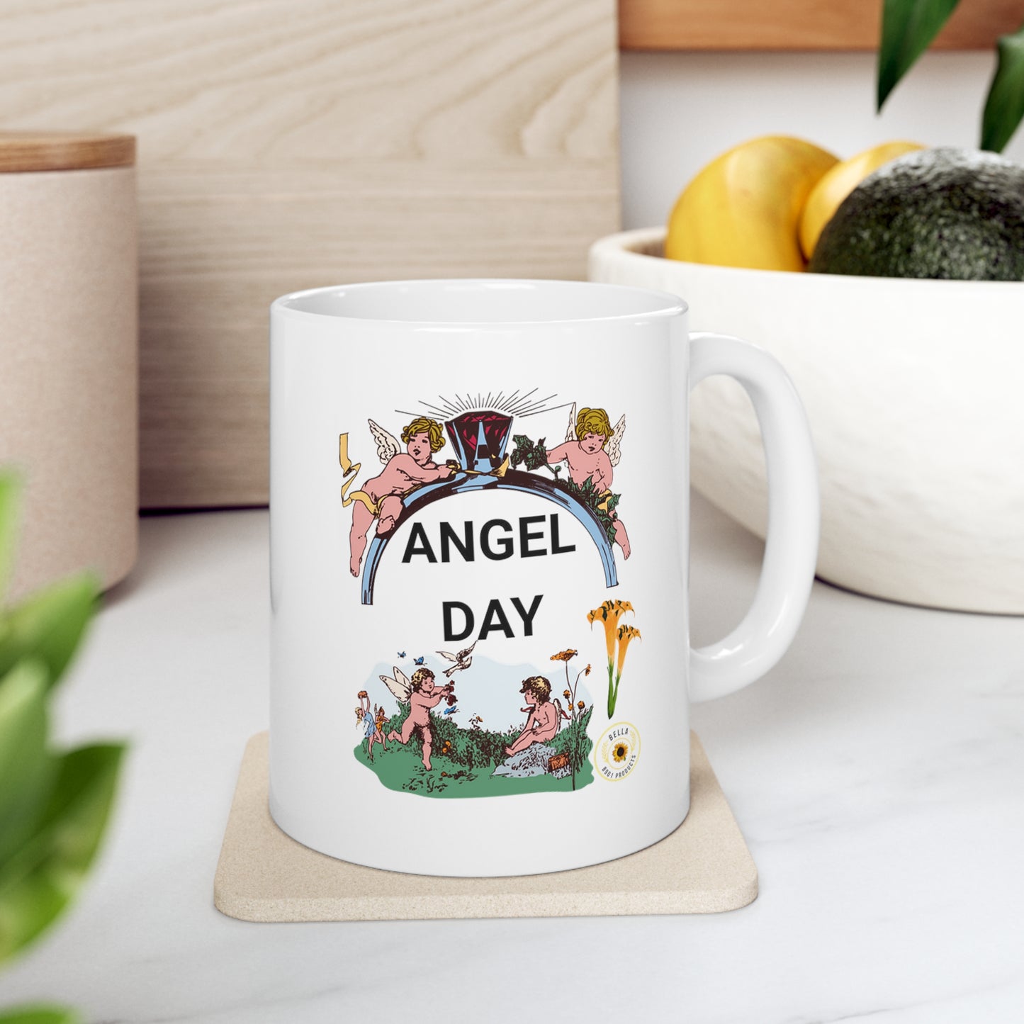 ANGEL Ceramic Unique White Coffee Mug