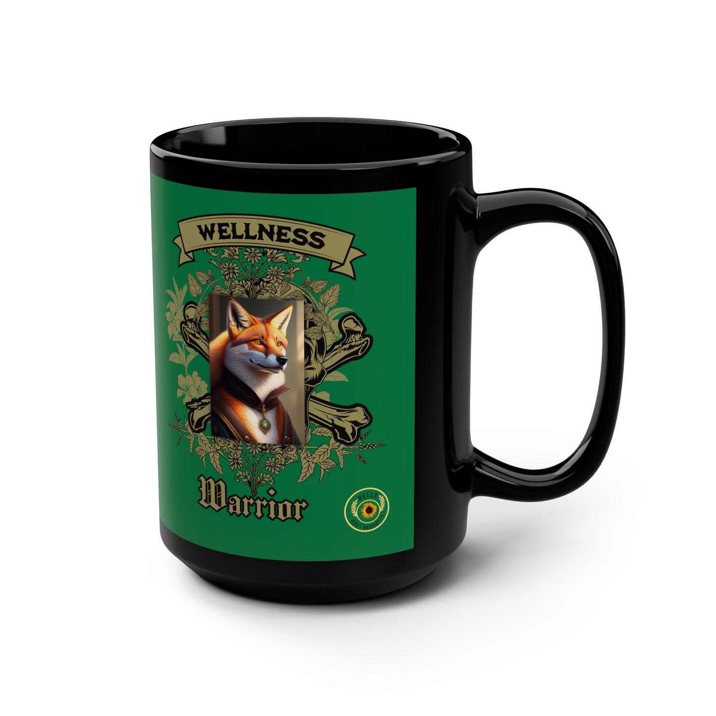 Wellness Warrior Black Mug, 15oz