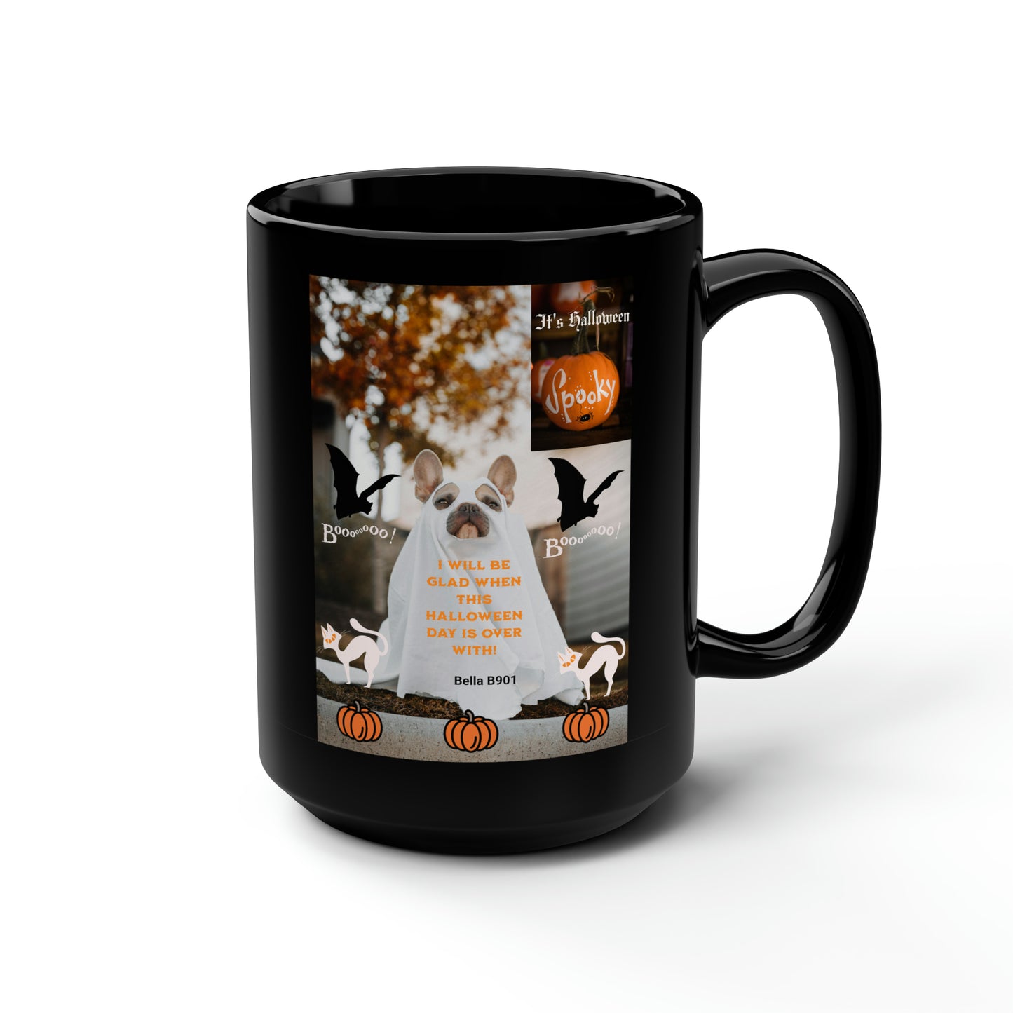 Halloween Black Unique Coffee Mug, 15oz