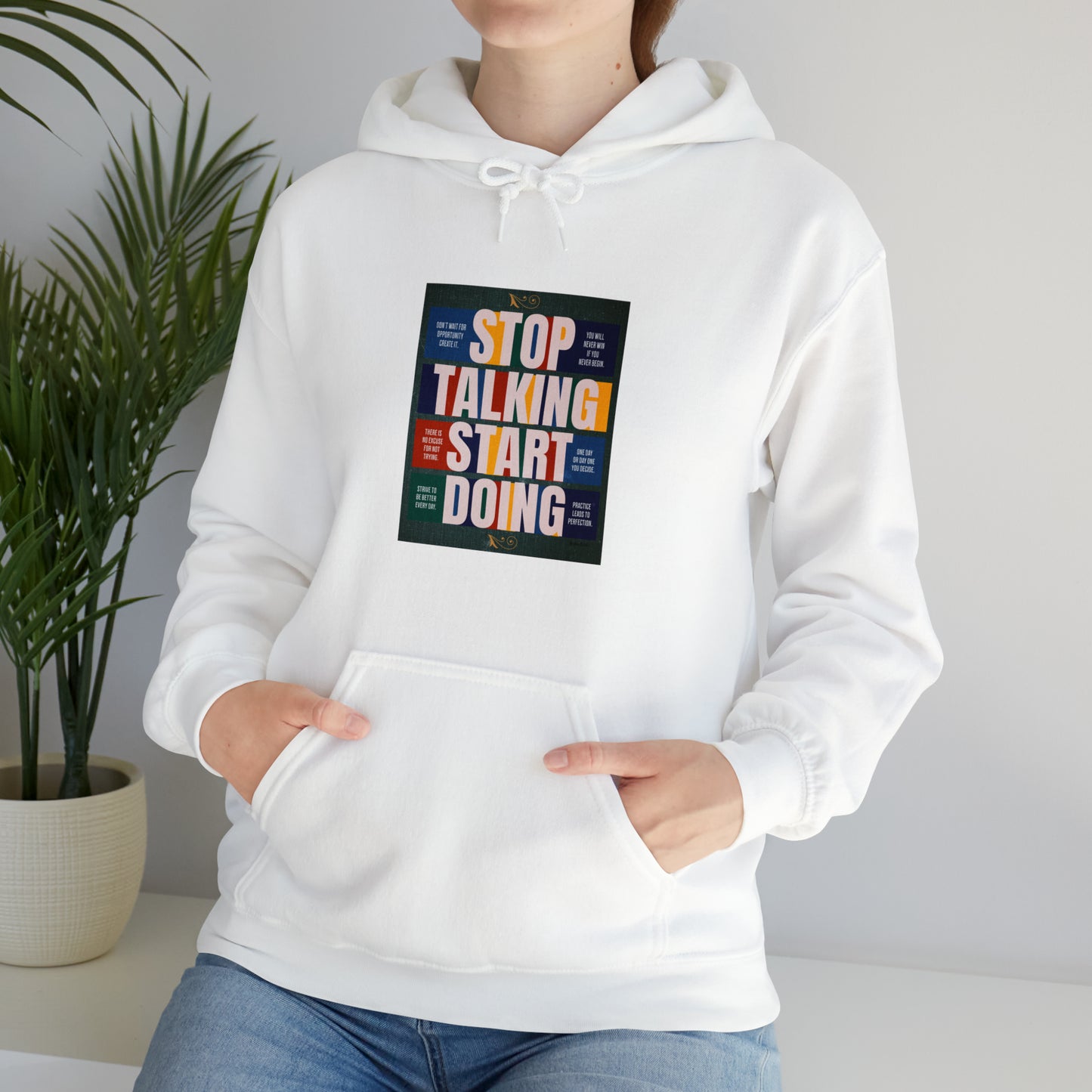 The Stop Talking Start Doing Unisex Heavy Blend™ Hooded Sweatshirt