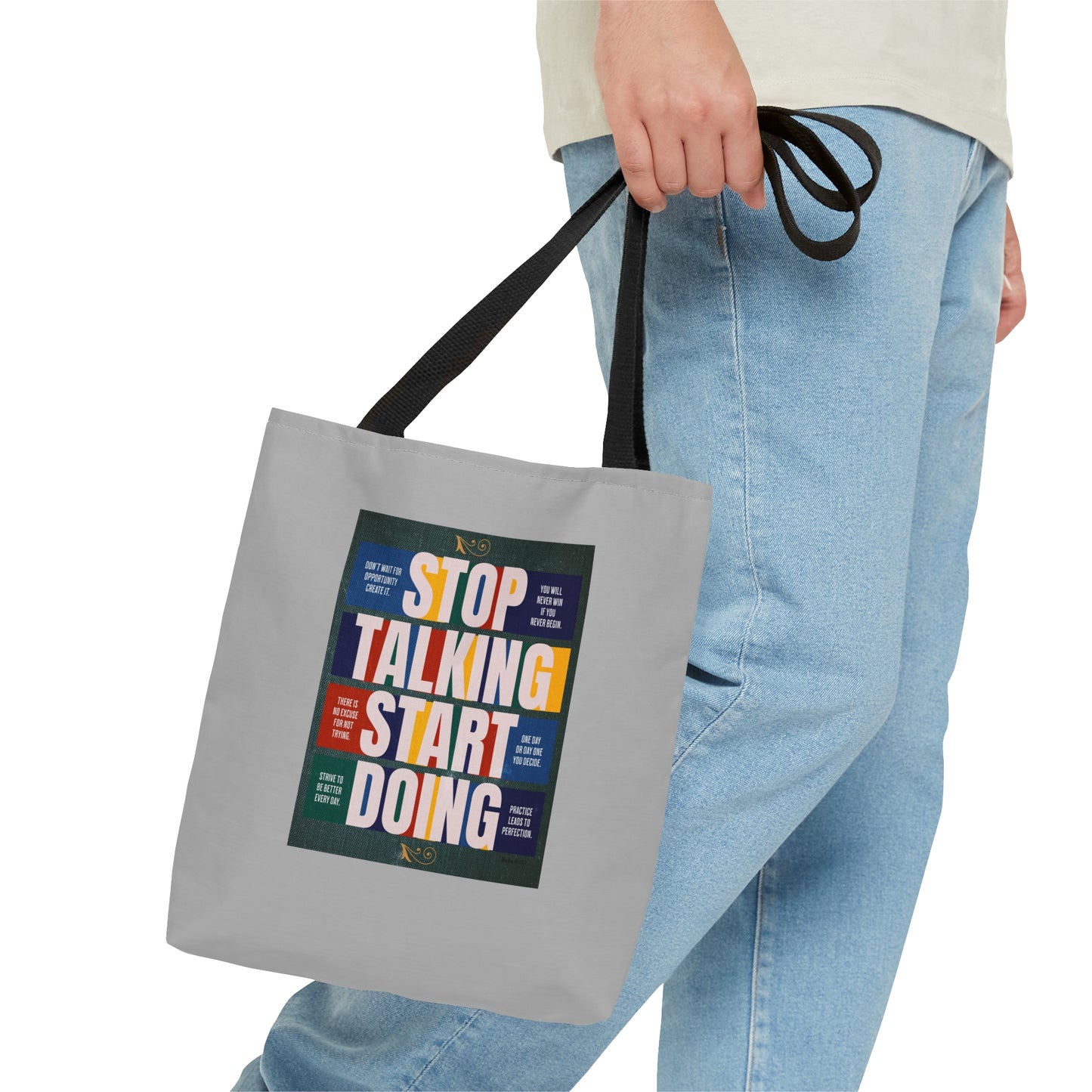 Stop Talking Start Doing Tote Bag (AOP)