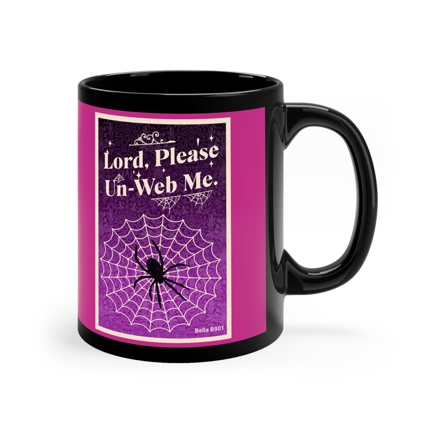 Lord_Please Un-Web Me Unique Ceramic Black/Magenta Coffee Mug