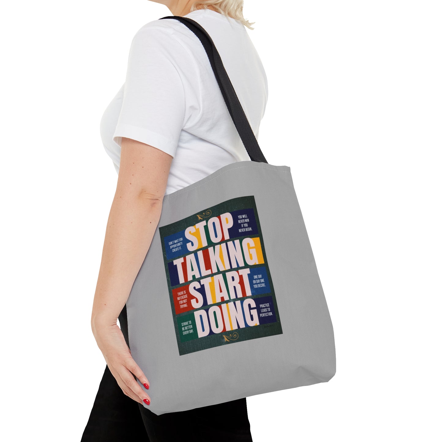 Stop Talking Start Doing Tote Bag (AOP)