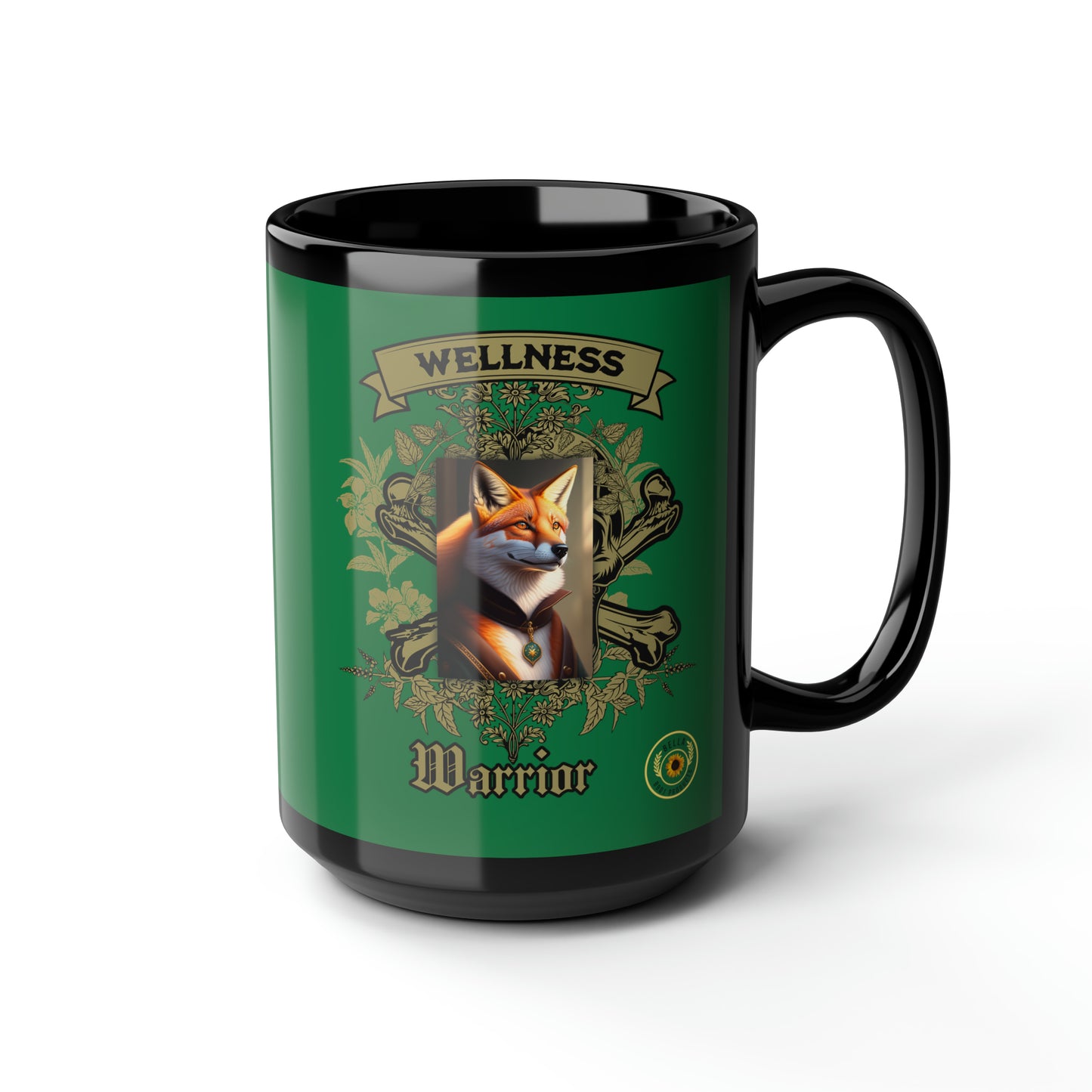 Wellness Warrior Black Mug, 15oz