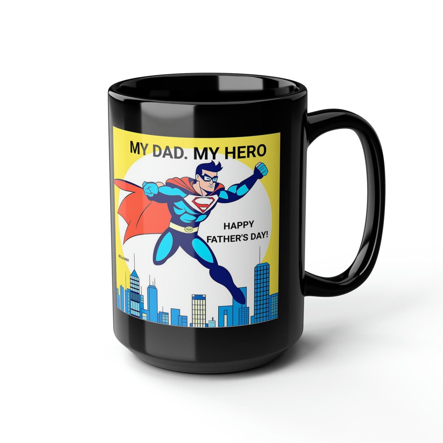 Father's Day Black Mug, 15oz