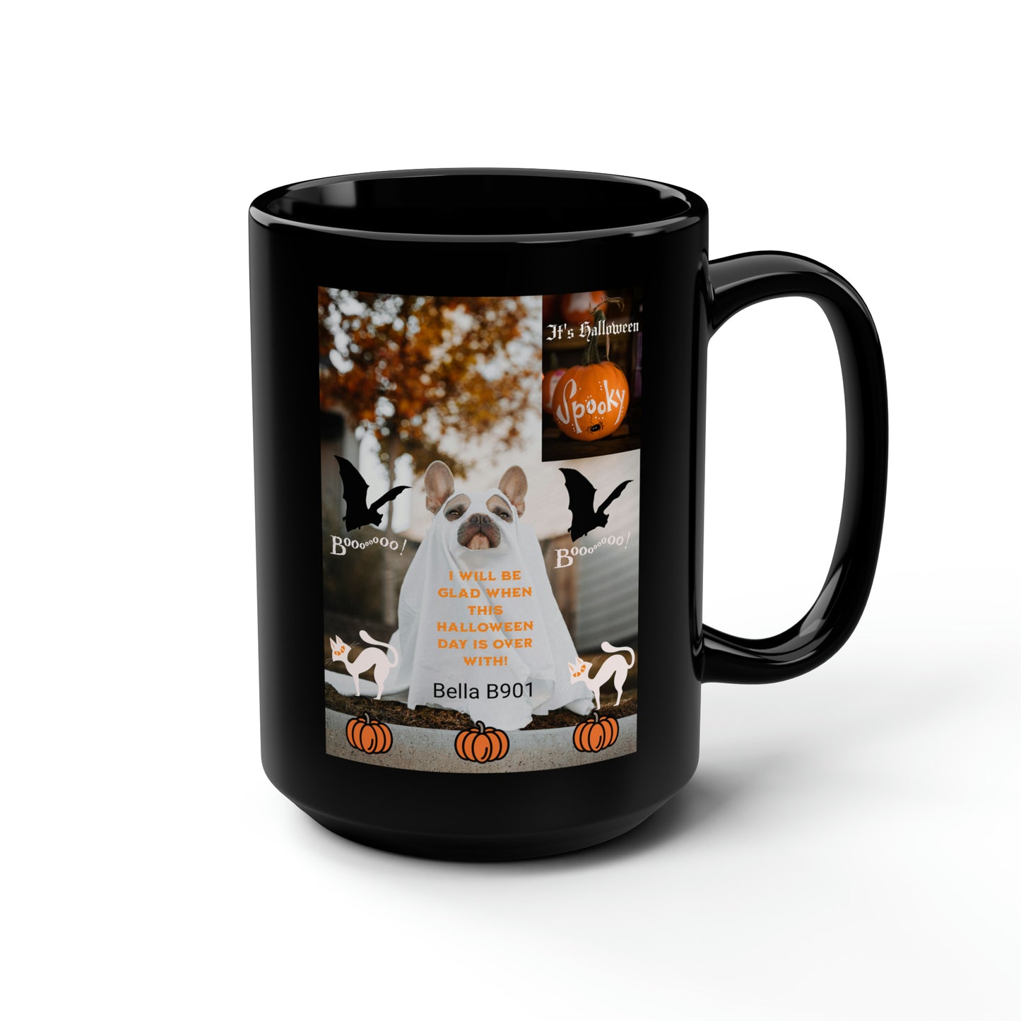 Halloween Black Unique Coffee Mug, 15oz