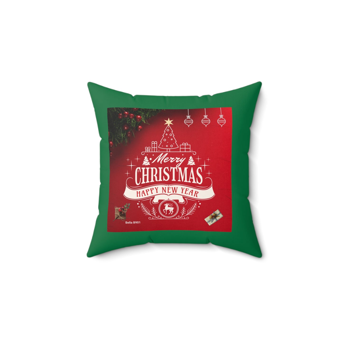 Merry Christmas Spun Polyester Square Pillow