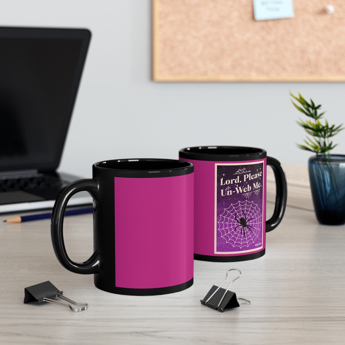 Lord_Please Un-Web Me Unique Ceramic Black/Magenta Coffee Mug