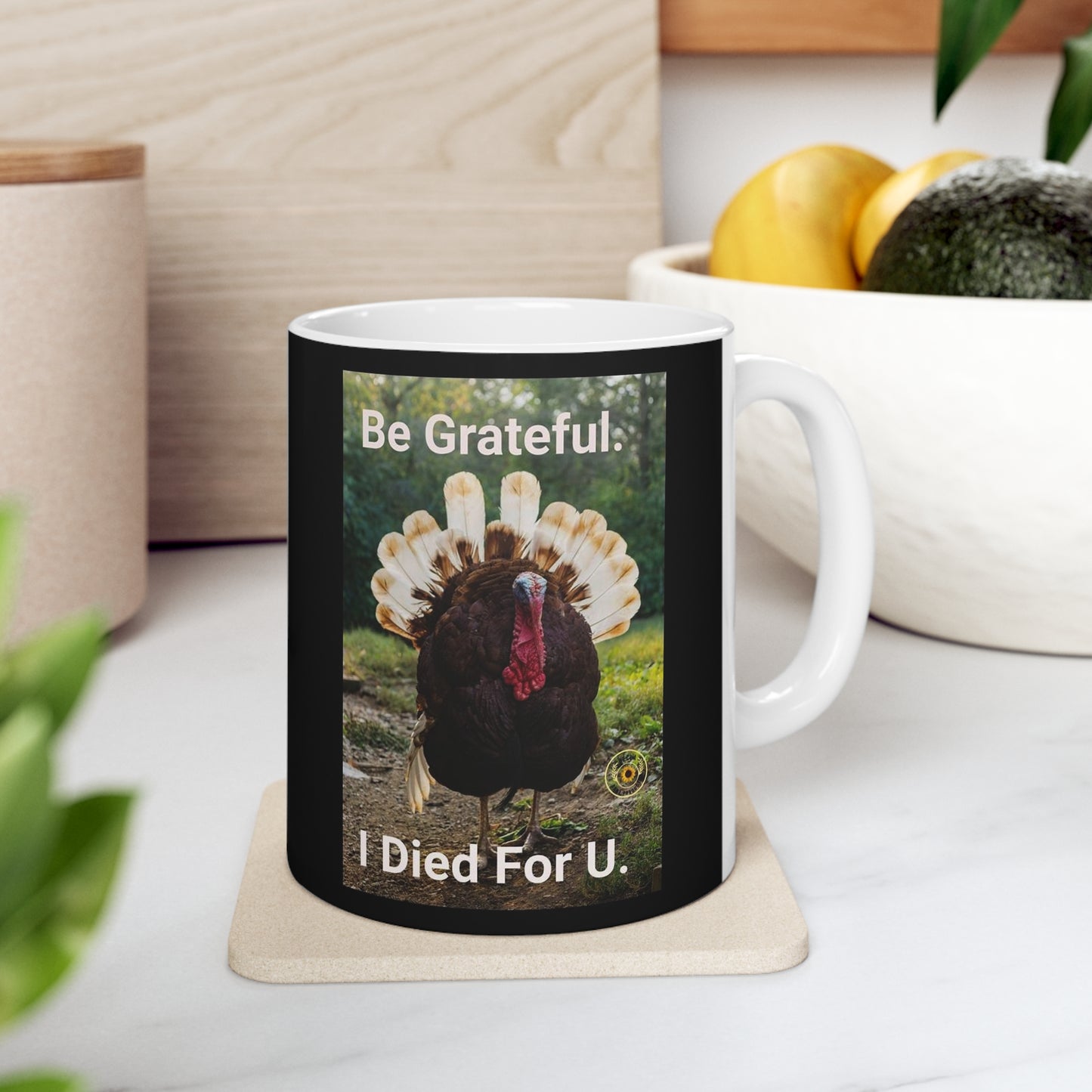 Be Grateful Unique Ceramic White/Black Coffee Mug