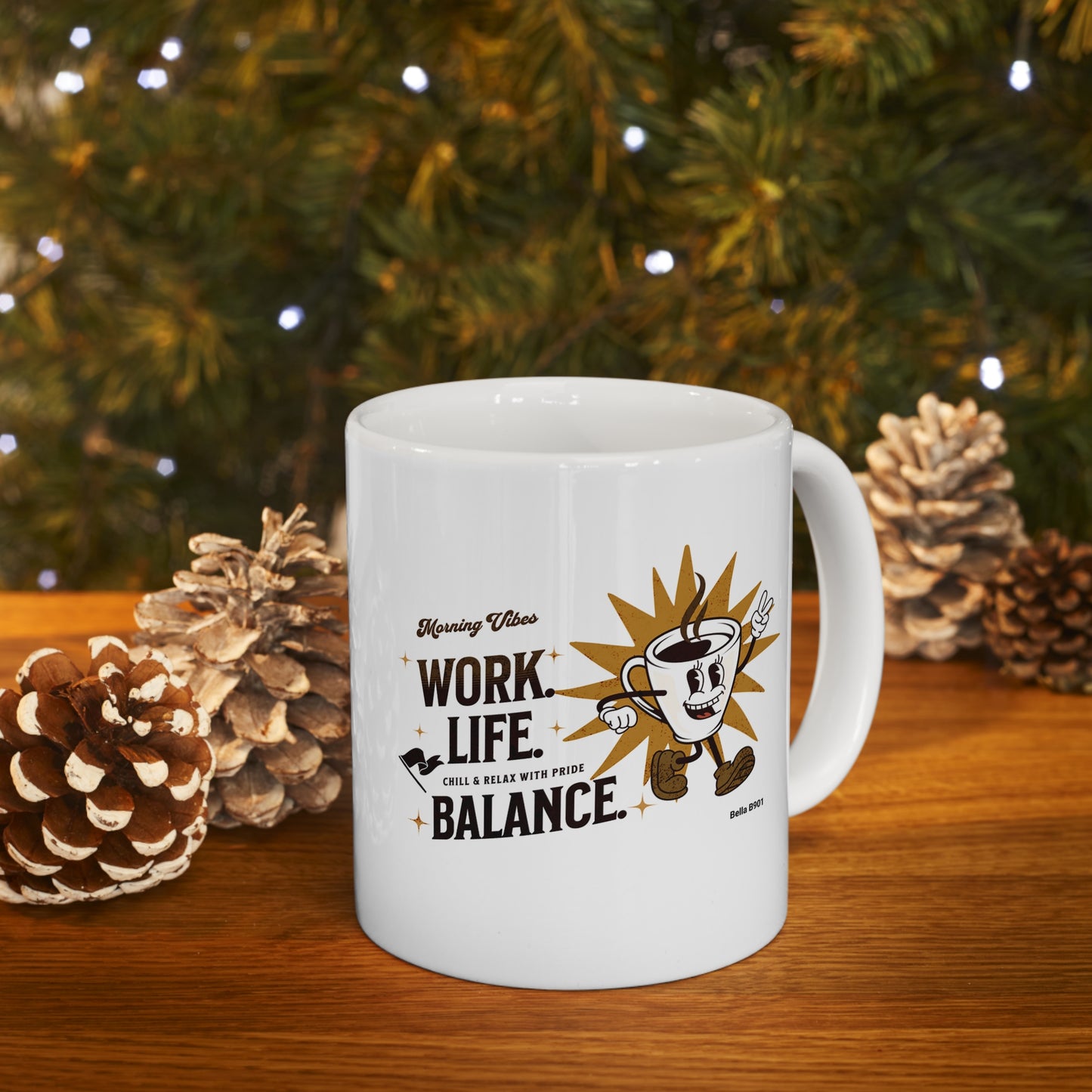 Work. Life. Balance. Ceramic Unique Coffee Mug 11oz