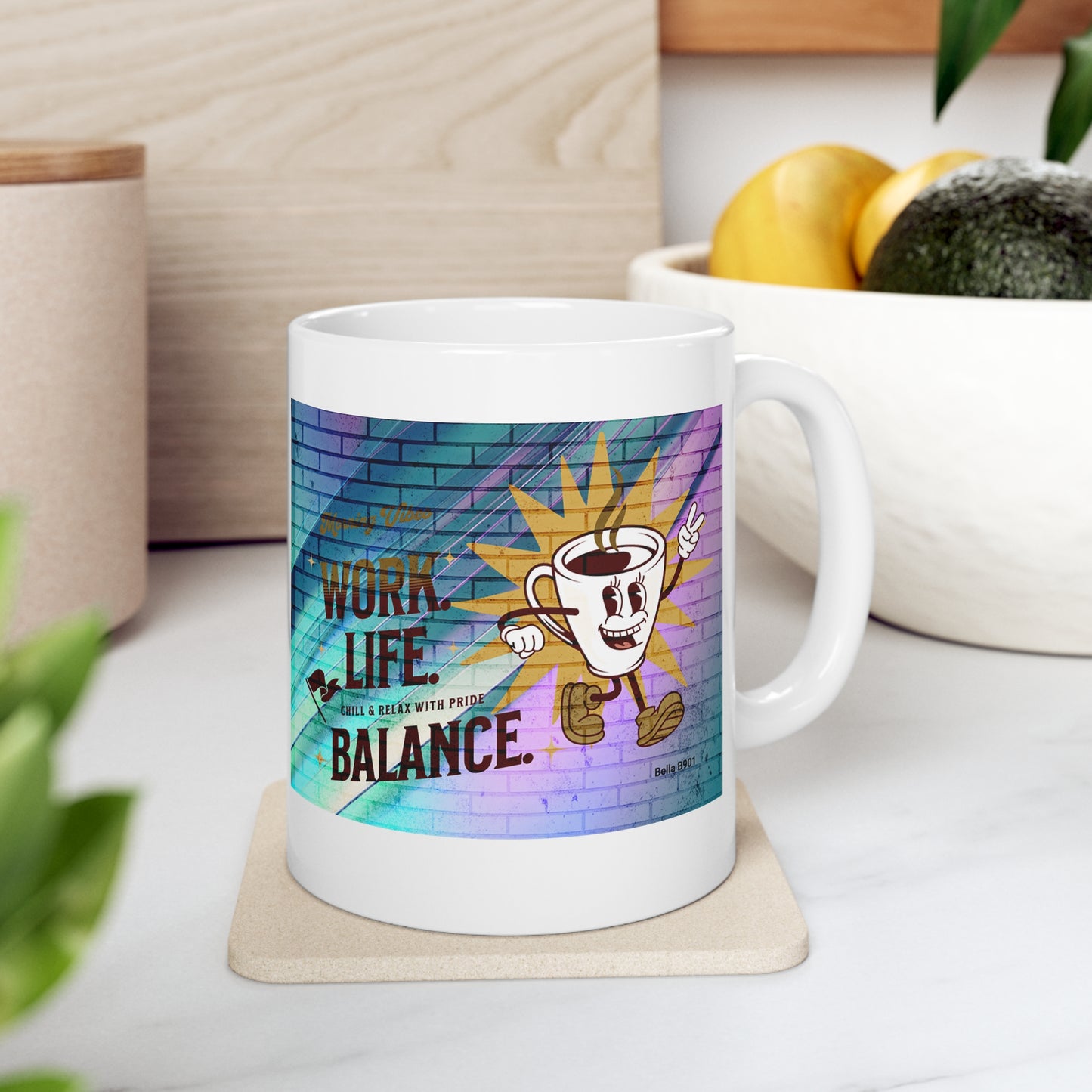 Work. Life. Balance. Ceramic Unique Coffee Mug 11oz