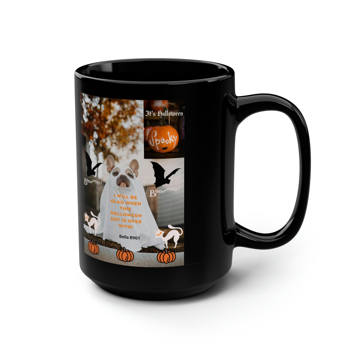 Halloween Black Unique Coffee Mug, 15oz