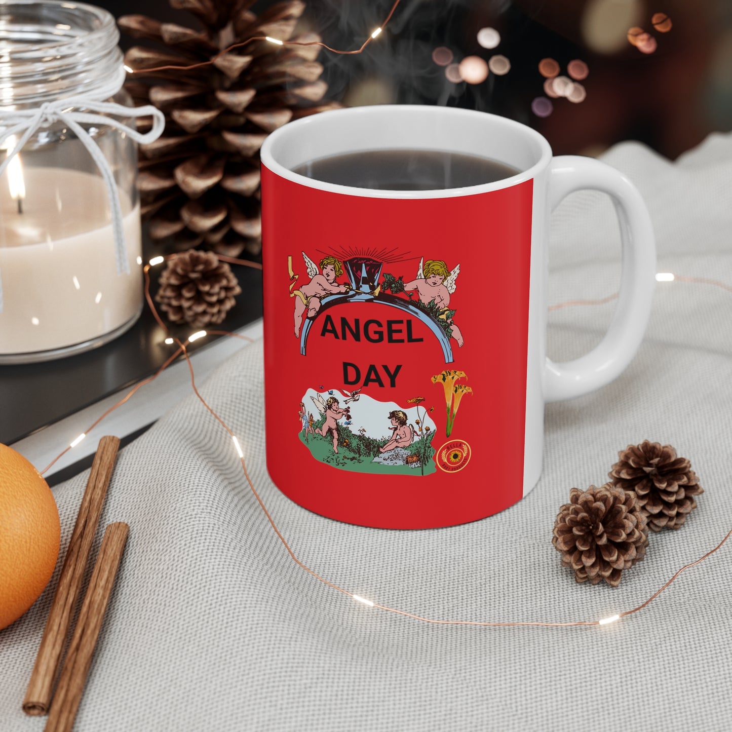 ANGEL Ceramic Unique Red Coffee Mug