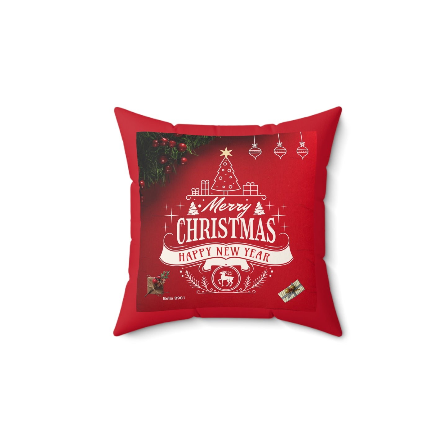 Merry Christmas Spun Polyester Square Pillow